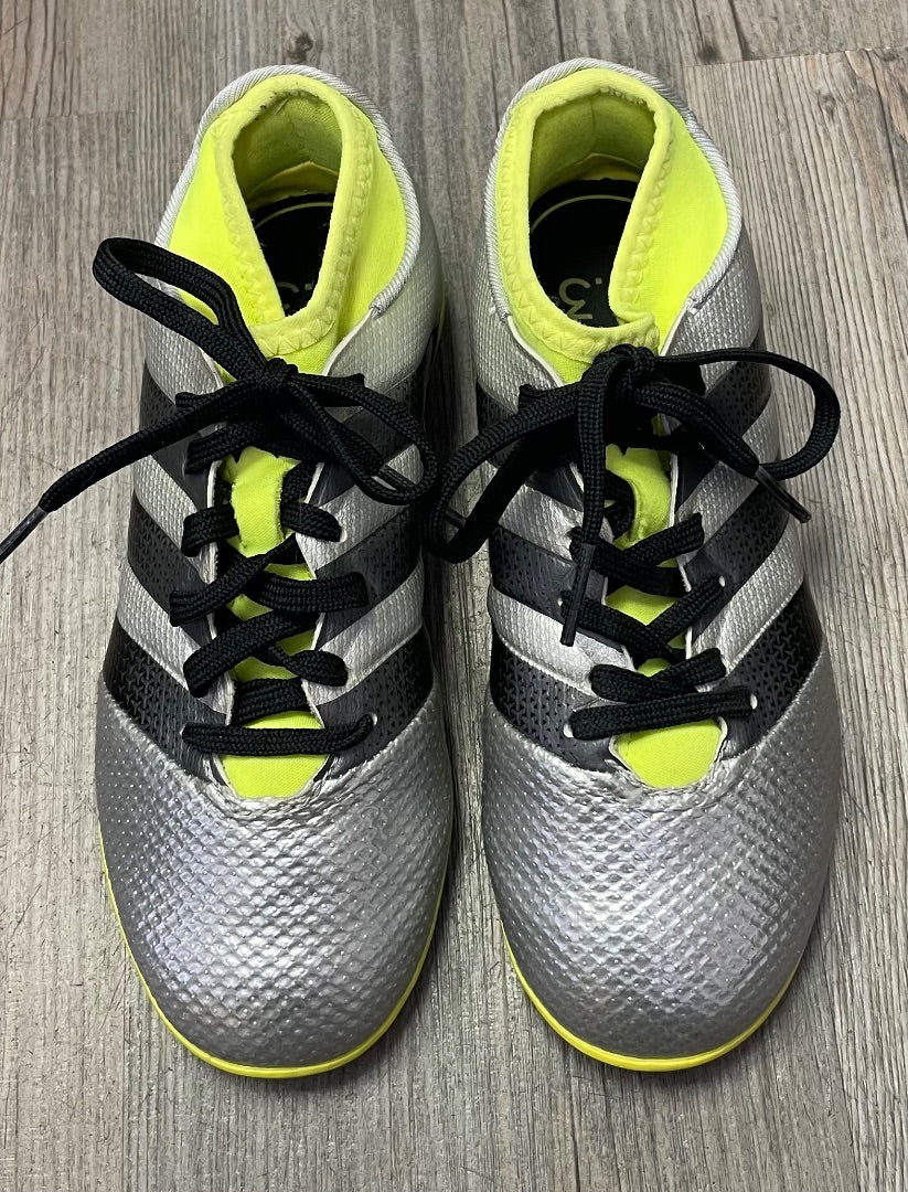 Silver Adidas Soccer Indoor Cleats, 1Y