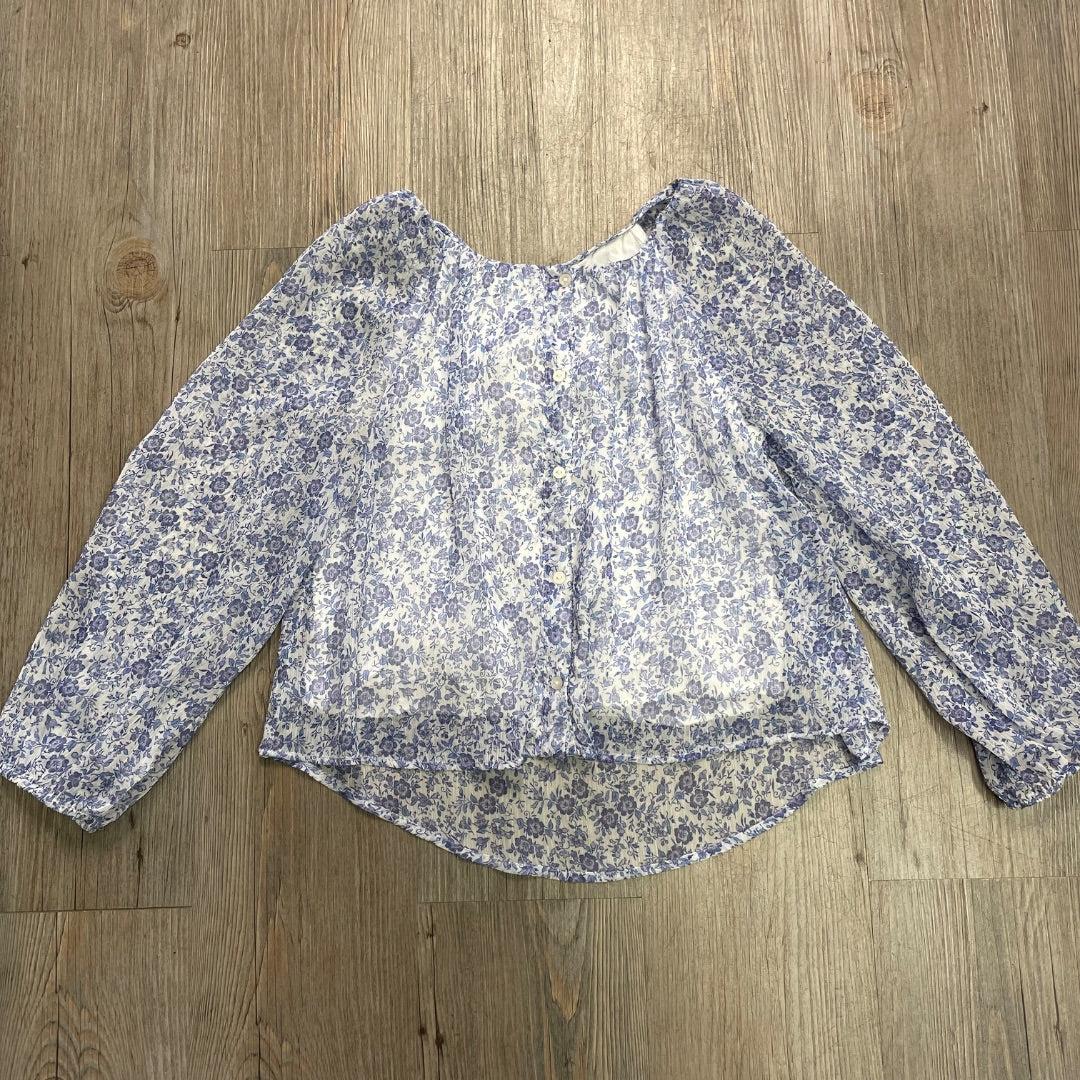 Blue Floral Zara LS Blouse, 9Y