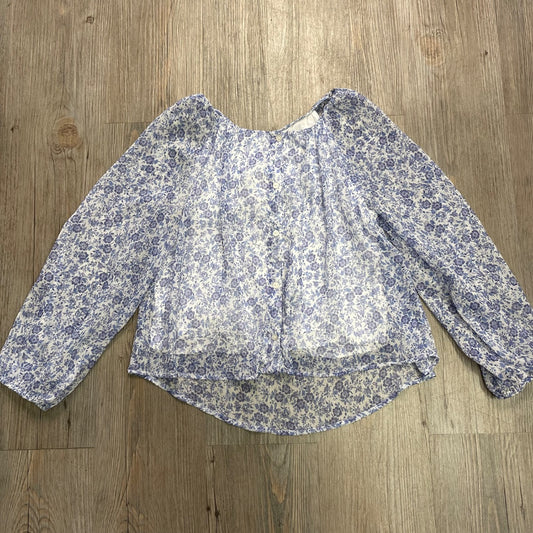 Blue Floral Zara LS Blouse, 9Y