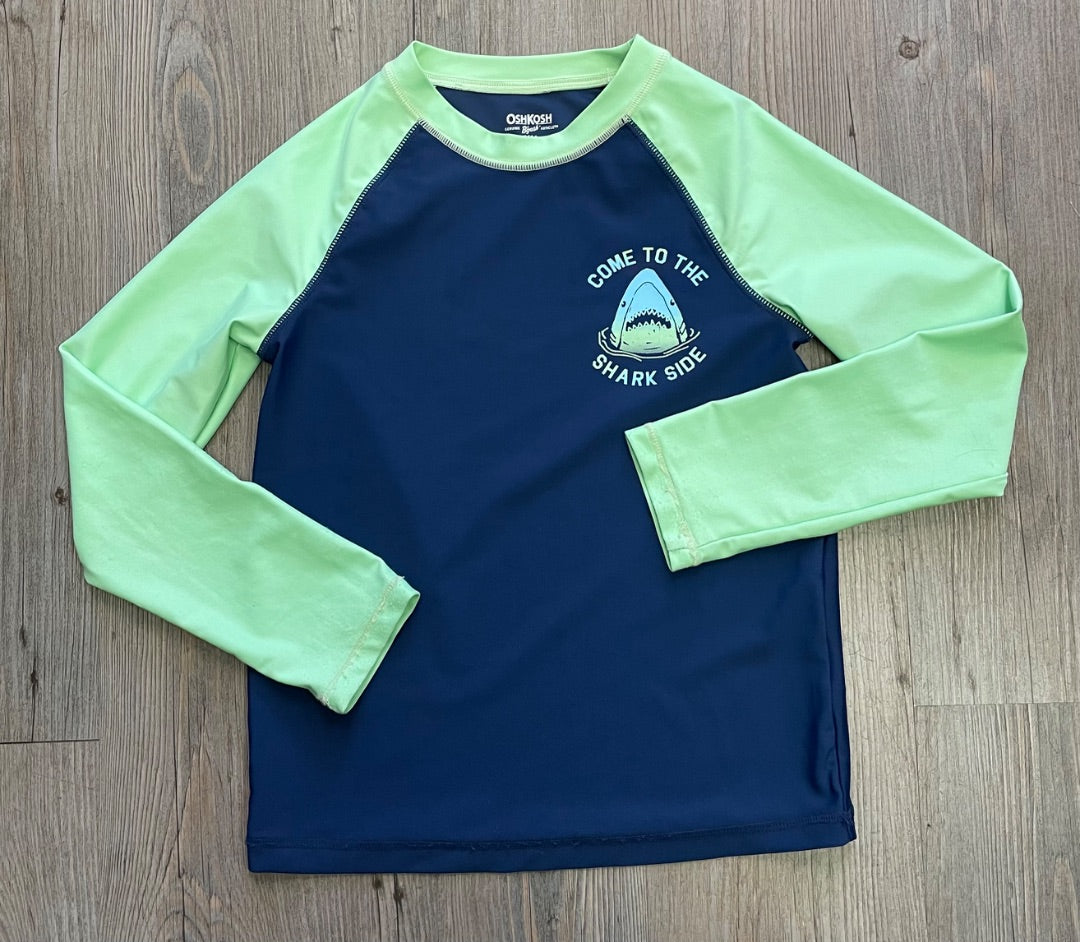 Navy/Lime Oshkosh Rash Guards, 6Y