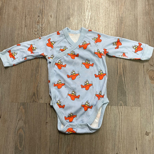 Blue Orange Plane Uniqlo LS Snap Body Suit, 6-9M