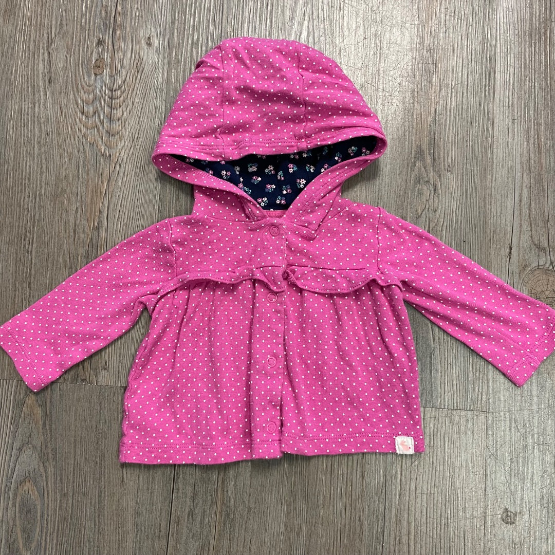 WhitePolka Dot Carters Snap Button Hoodie, Newborn