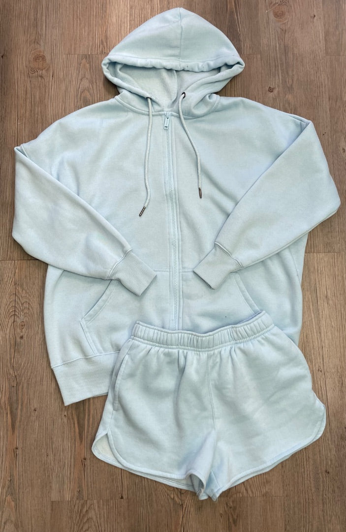 Baby Blue Aeropostale Hoodie & Shorts Set, Small & XSmall