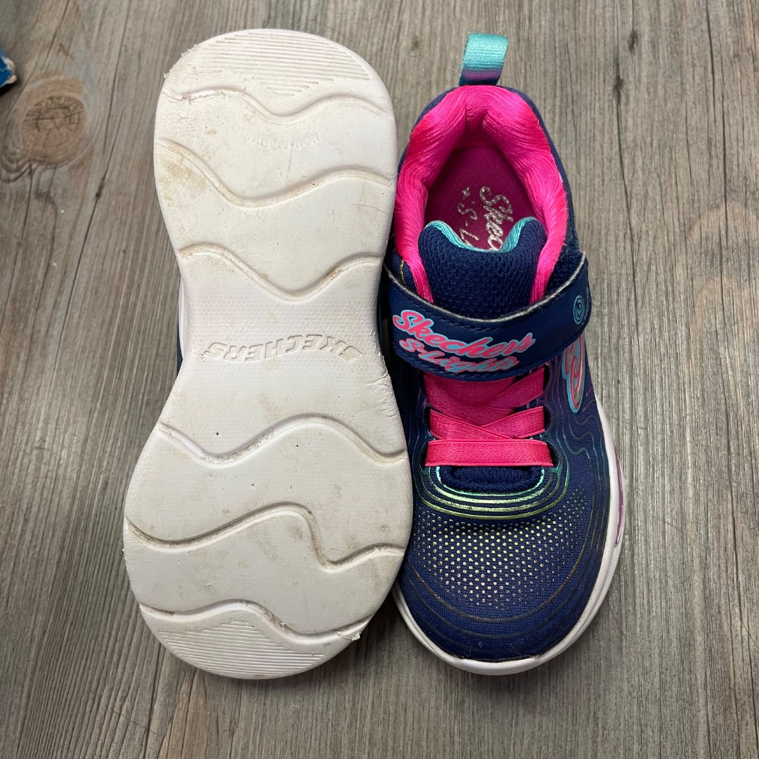 Purple Skechers Velcro Lights Up Shoes, 11Y