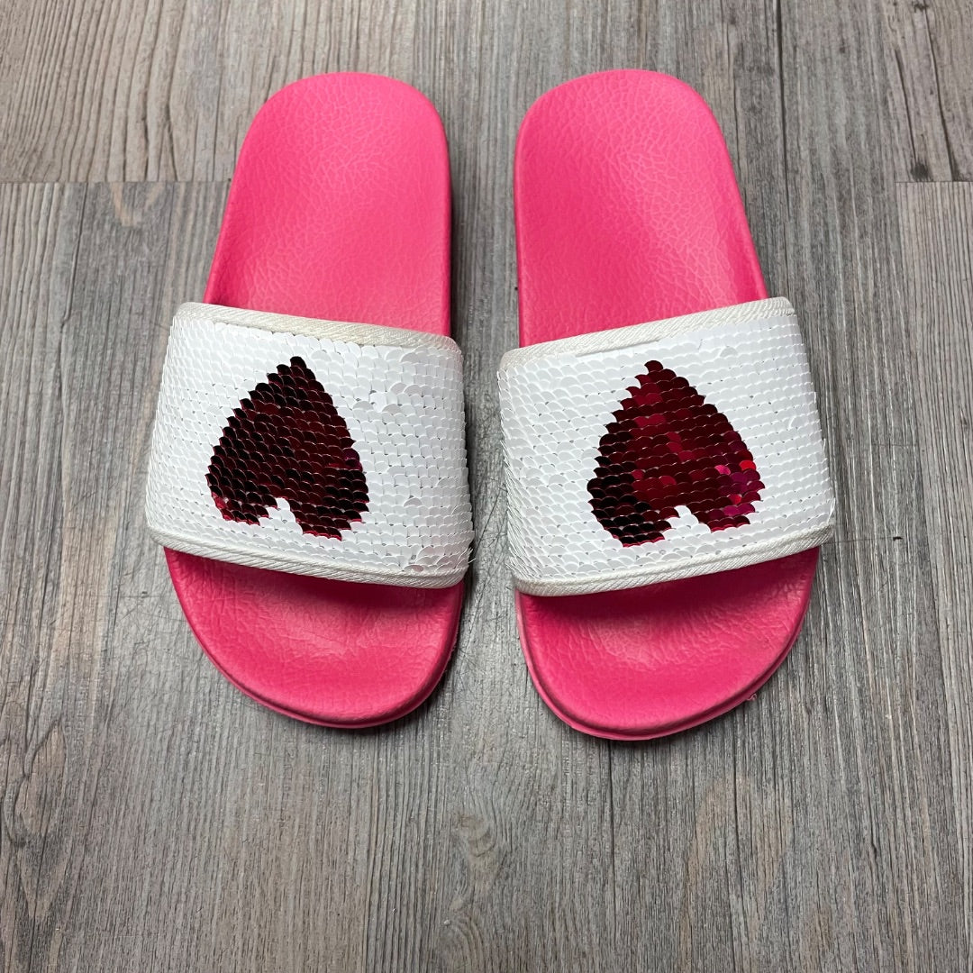 Pink White Sequins Hatley Slides, 12Y