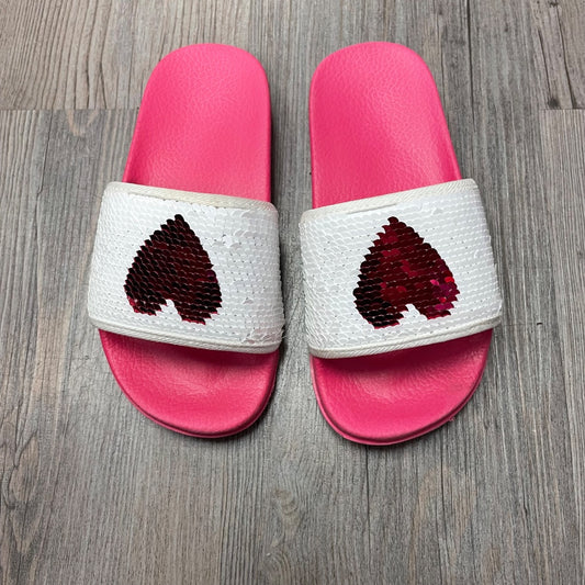 Pink White Sequins Hatley Slides, 12Y