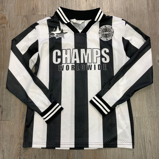 Black White H&M Soccer LS Polo Jersey, 8-10Y