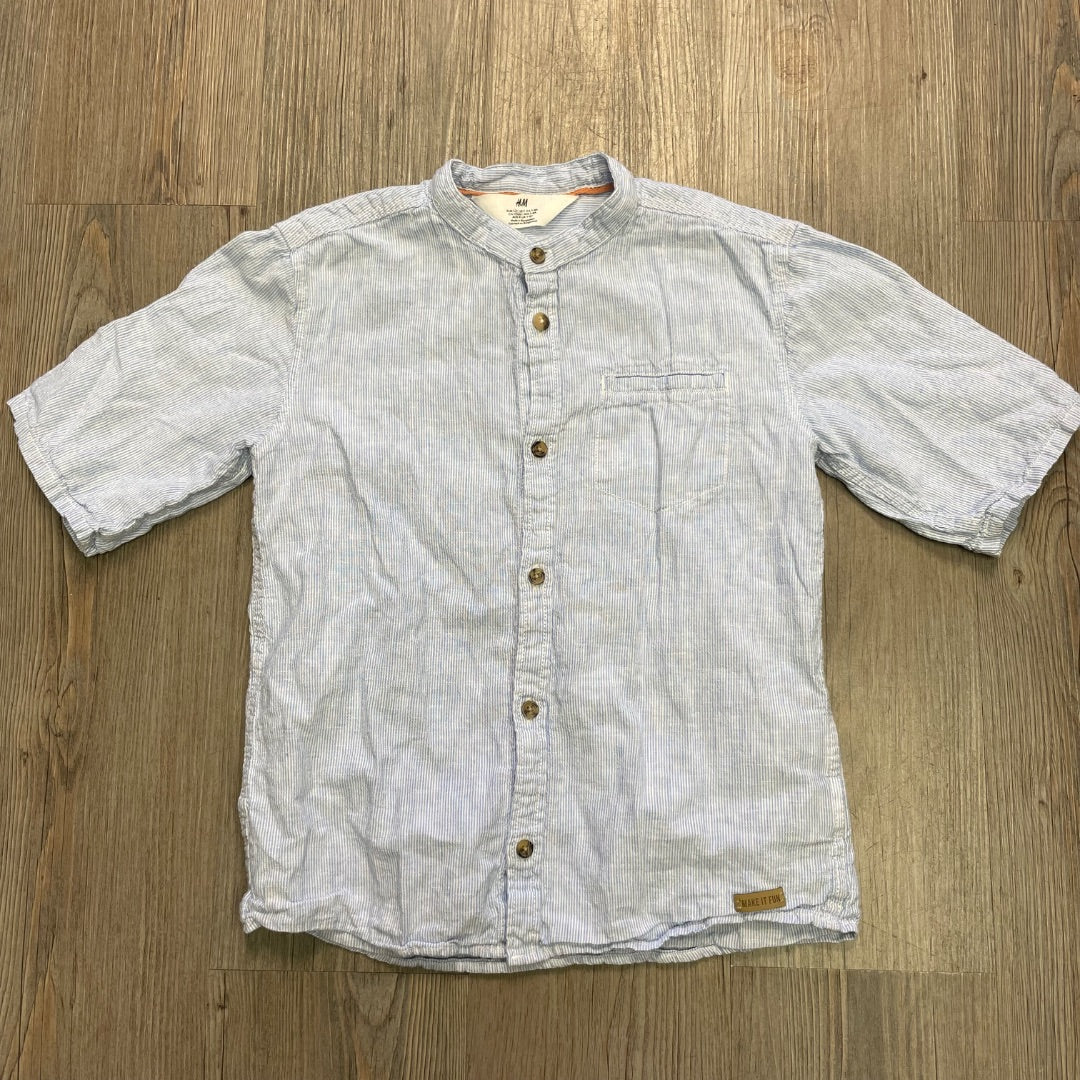 Blue H&M SSL Linen Blend Shirt, 7-8Y