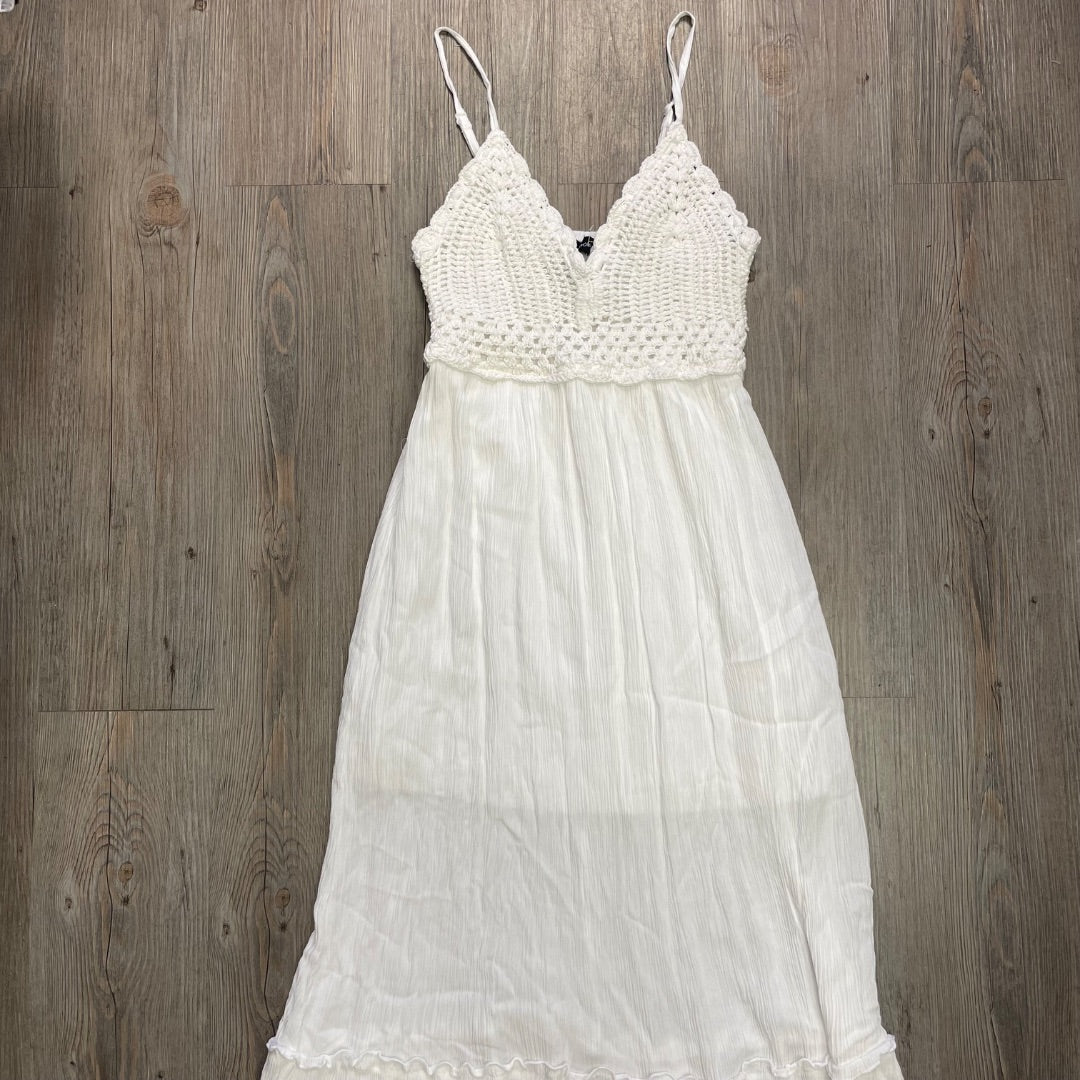 White Streetwear Society Crochet Dress, Medium
