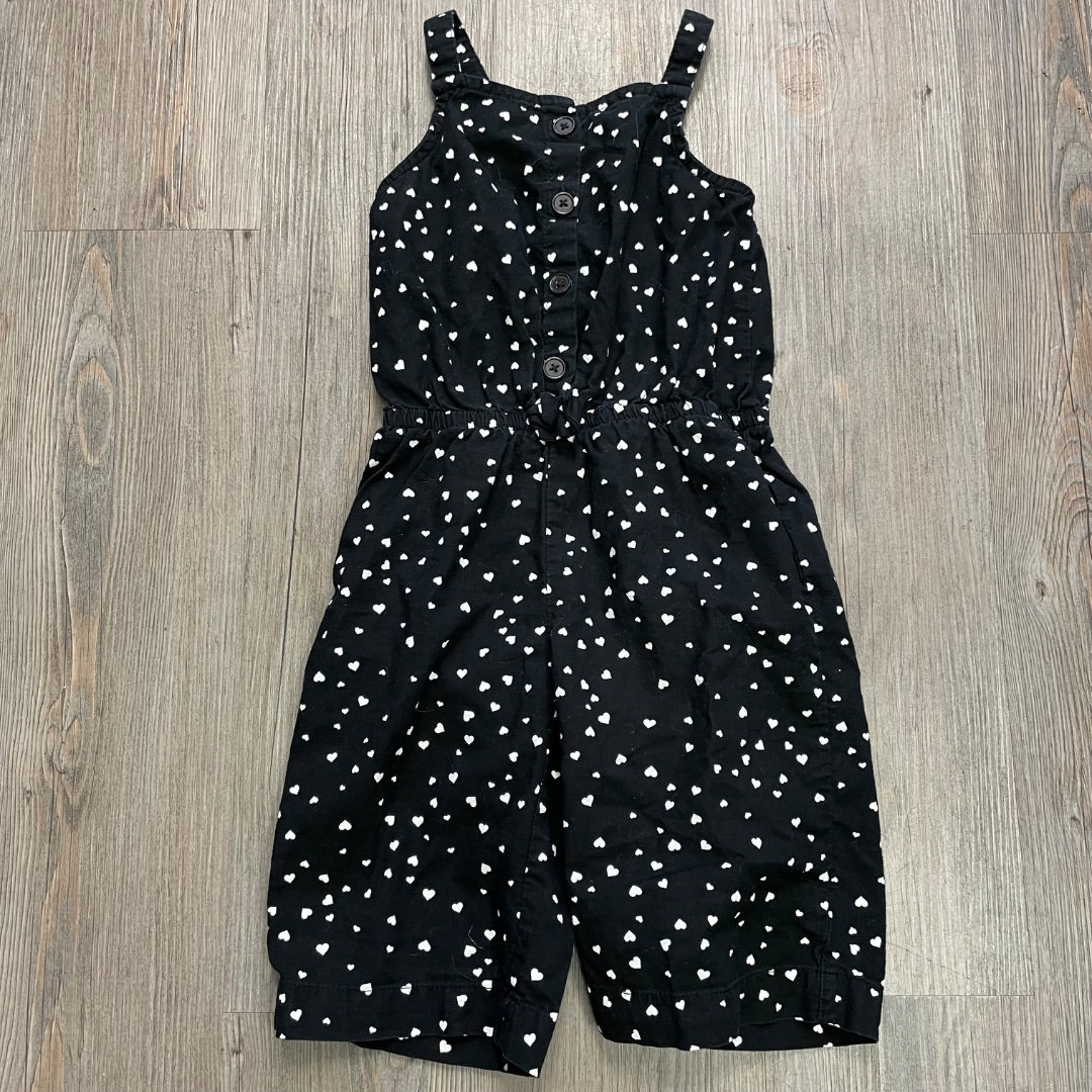 Black  Hearts Print Oshkosh Romper, 3Y