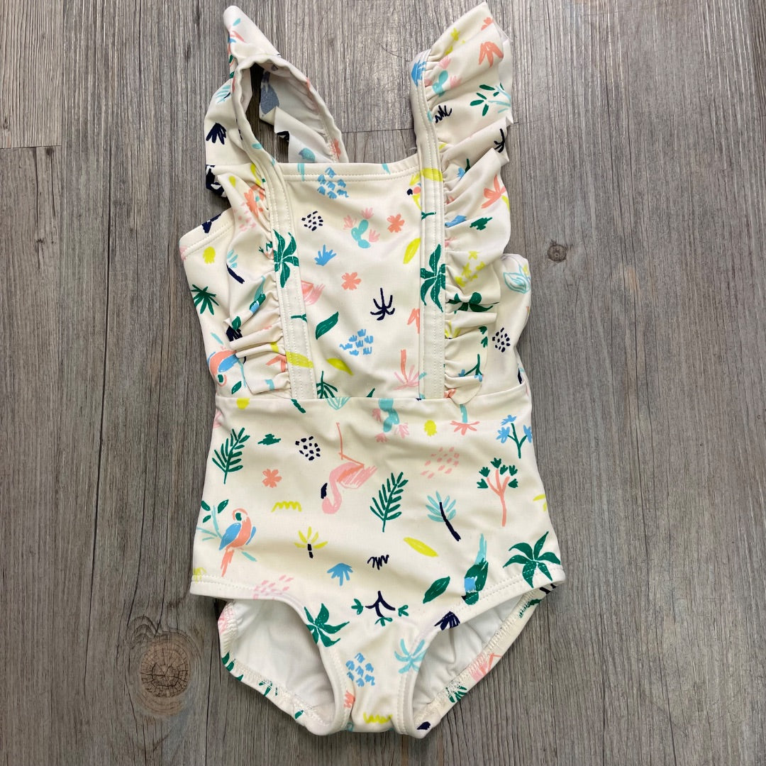 Flamingo Print Hanna Anderson Onepiece bathing Suit, 3Y