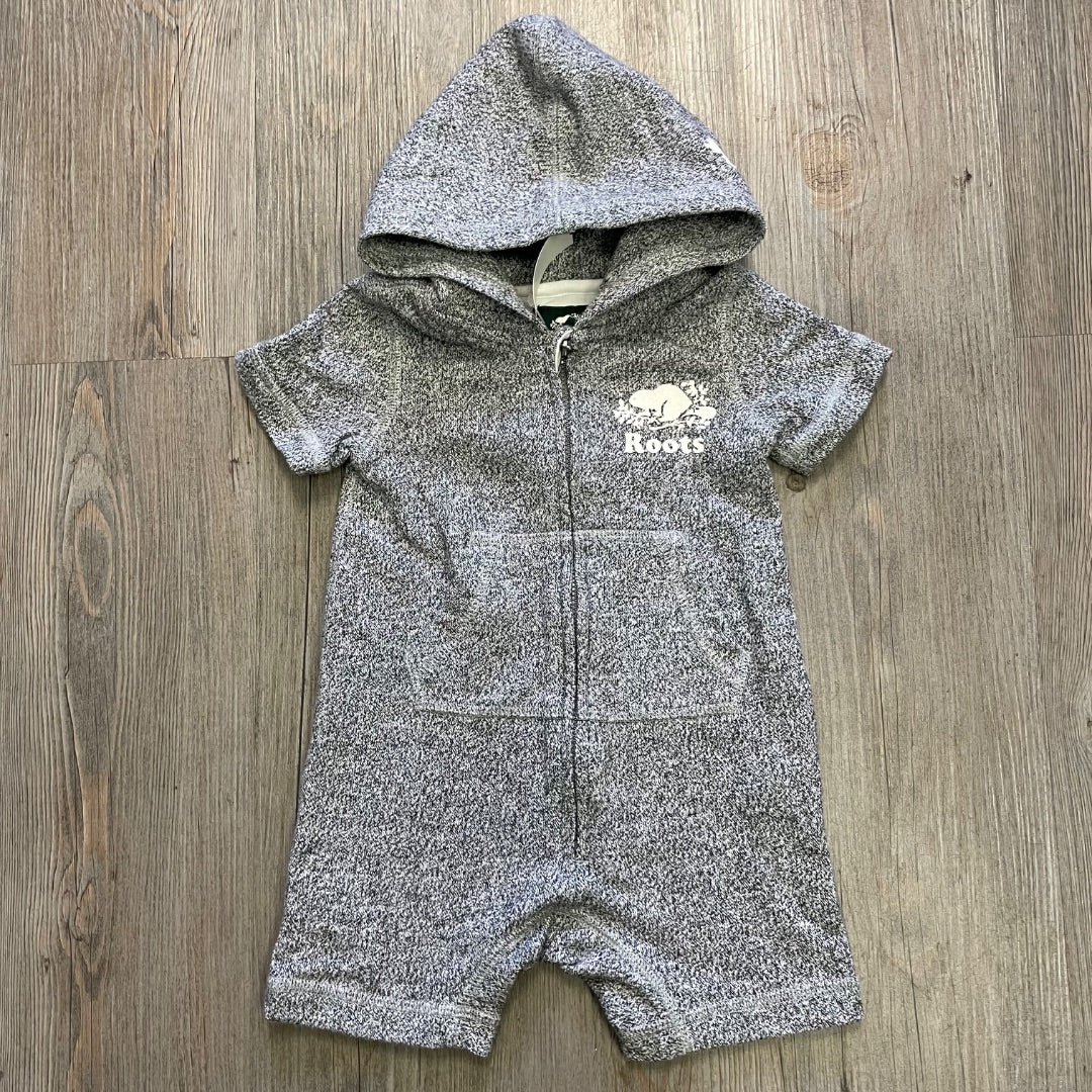 Salt & Pepper Roots Hooded Zip Romper, 12-18M