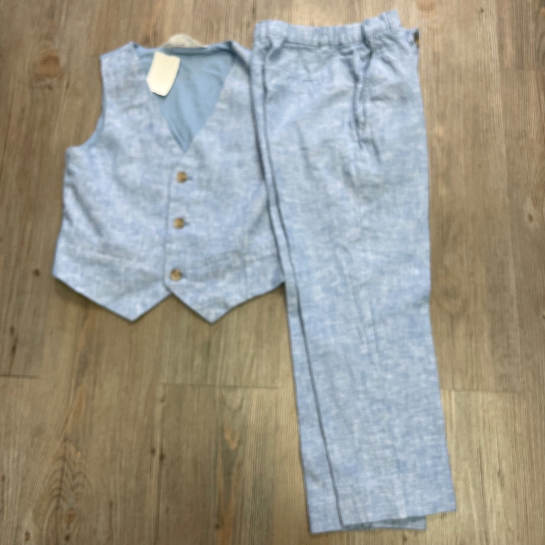 Blue H&M Linen Blend Vest + Pants, 7-8Y