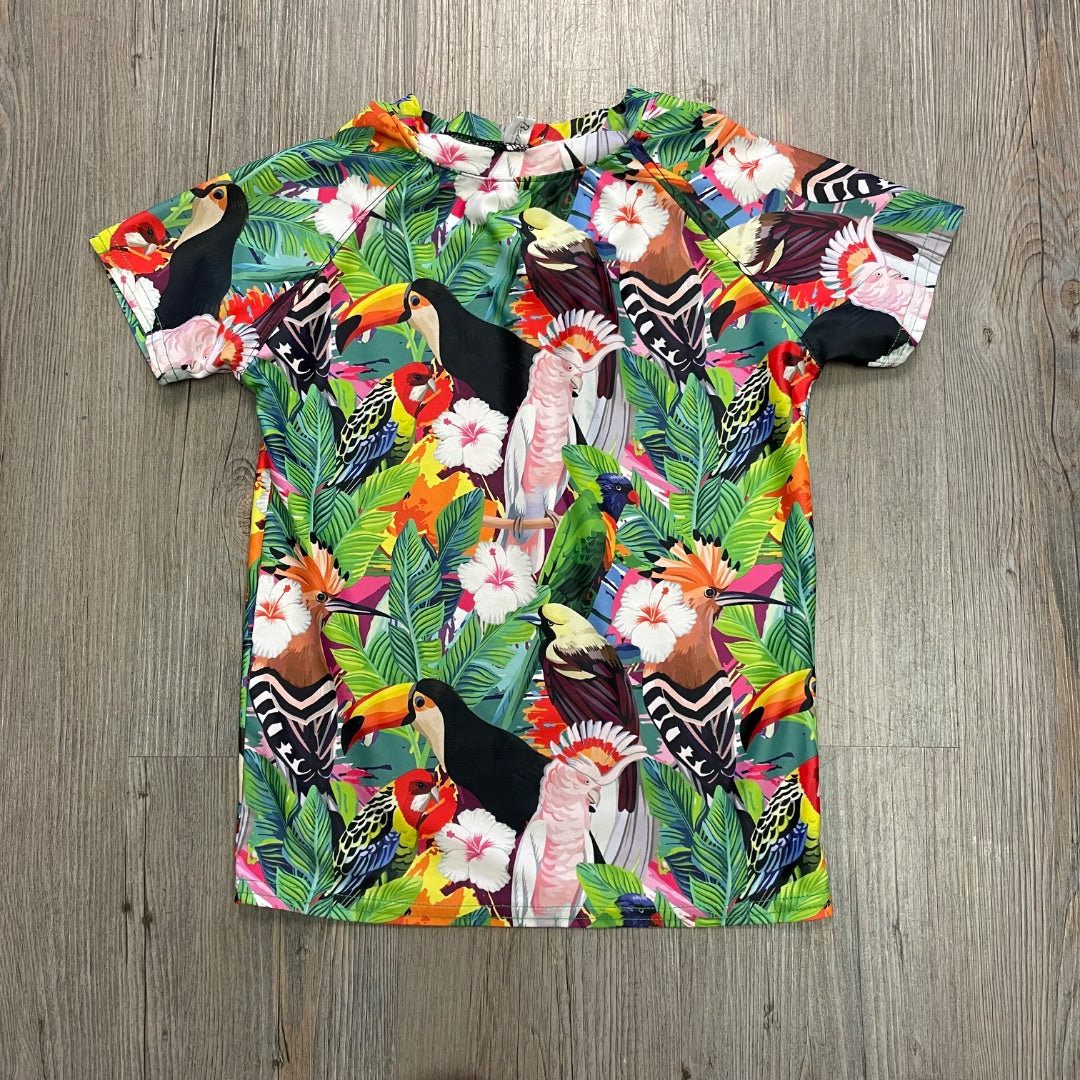 Tropical Birds Print  SSL Rashguards, 7-8Y