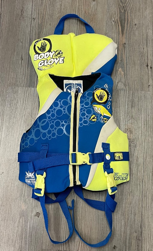 Yellow Body Glove Life Jacket, 30-50LBS
