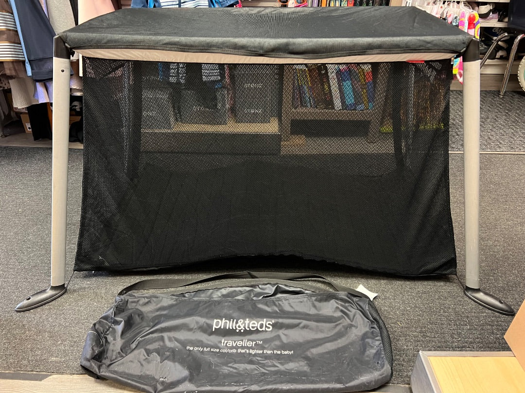 Black  Phil And Teds Travel Cot, 0-24M