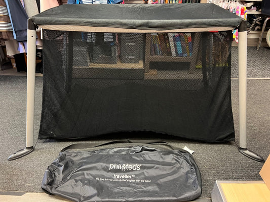 Black  Phil And Teds Travel Cot, 0-24M