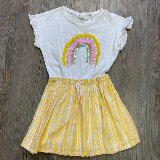 White Yellow Yampi SSl Dress, 8Y