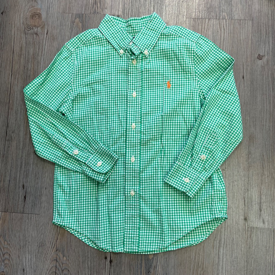 Green Check Ralph Lauren LS Shirt, 5Y