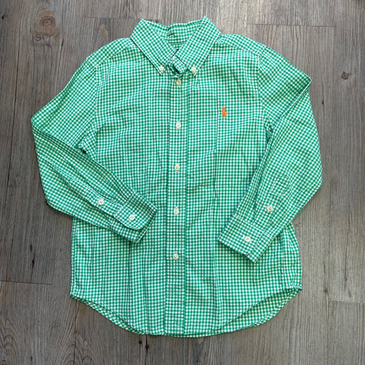 Green Check Ralph Lauren LS Shirt, 5Y