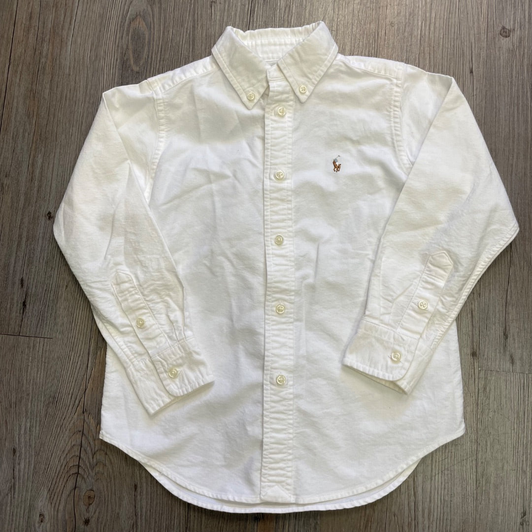 White Ralph Lauren LS Shirt, 5Y