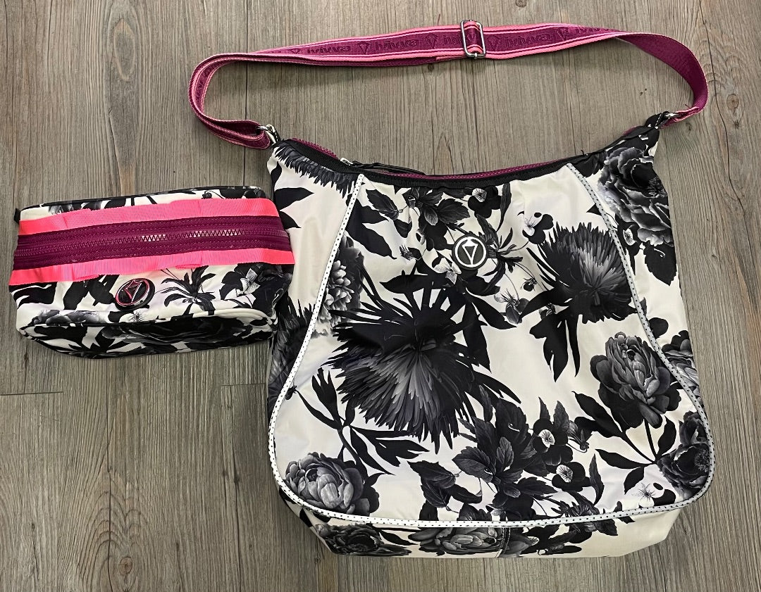 Black & White Floral Ivivva Weekender Bag Set, Pre-owned