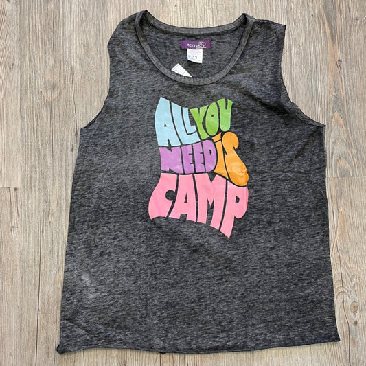 All You Need Is Camp Print Sparkle By Stoopher Tank Top, 12Y