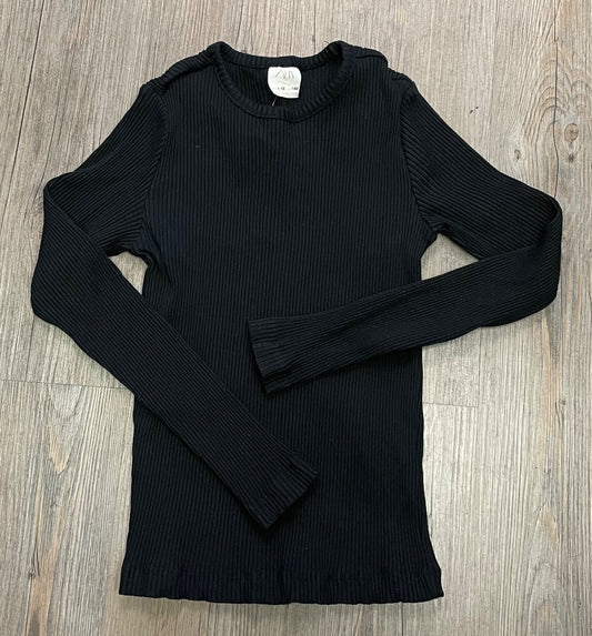 Black Zara Ribbed Tee LS, 9-10Y