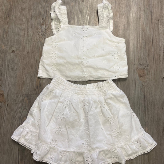 White Gap 2PC Clothing Set Eyelet, 6-7Y