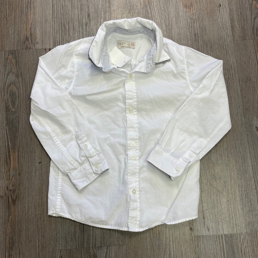 White Zara LS Shirt, 5-6Y