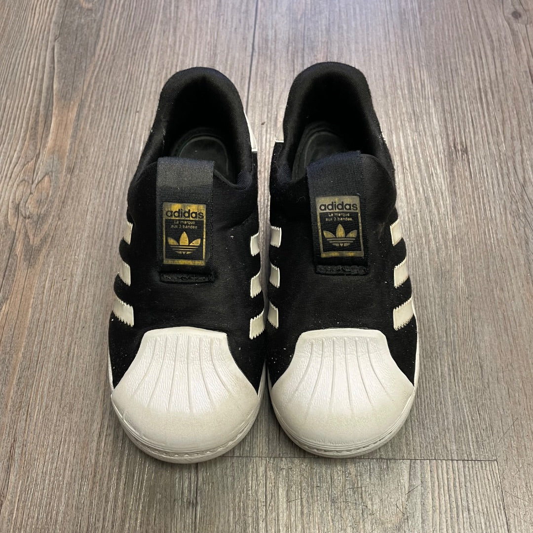 StripeBlack White Adidas Slip On Shoes, 10T