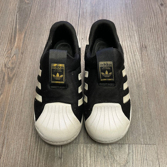 StripeBlack White Adidas Slip On Shoes, 10T