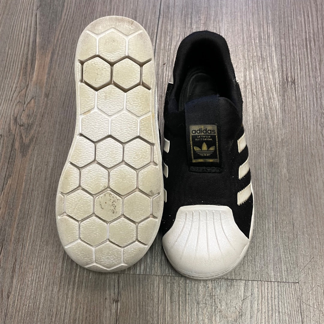 StripeBlack White Adidas Slip On Shoes, 10T