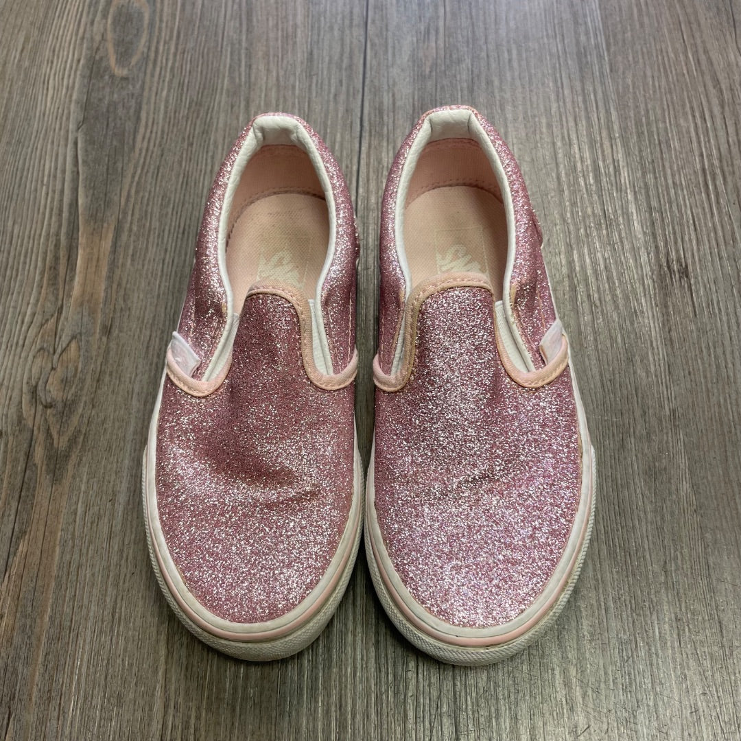 Glitter Pink Vans Slip On Shoes, 12Y