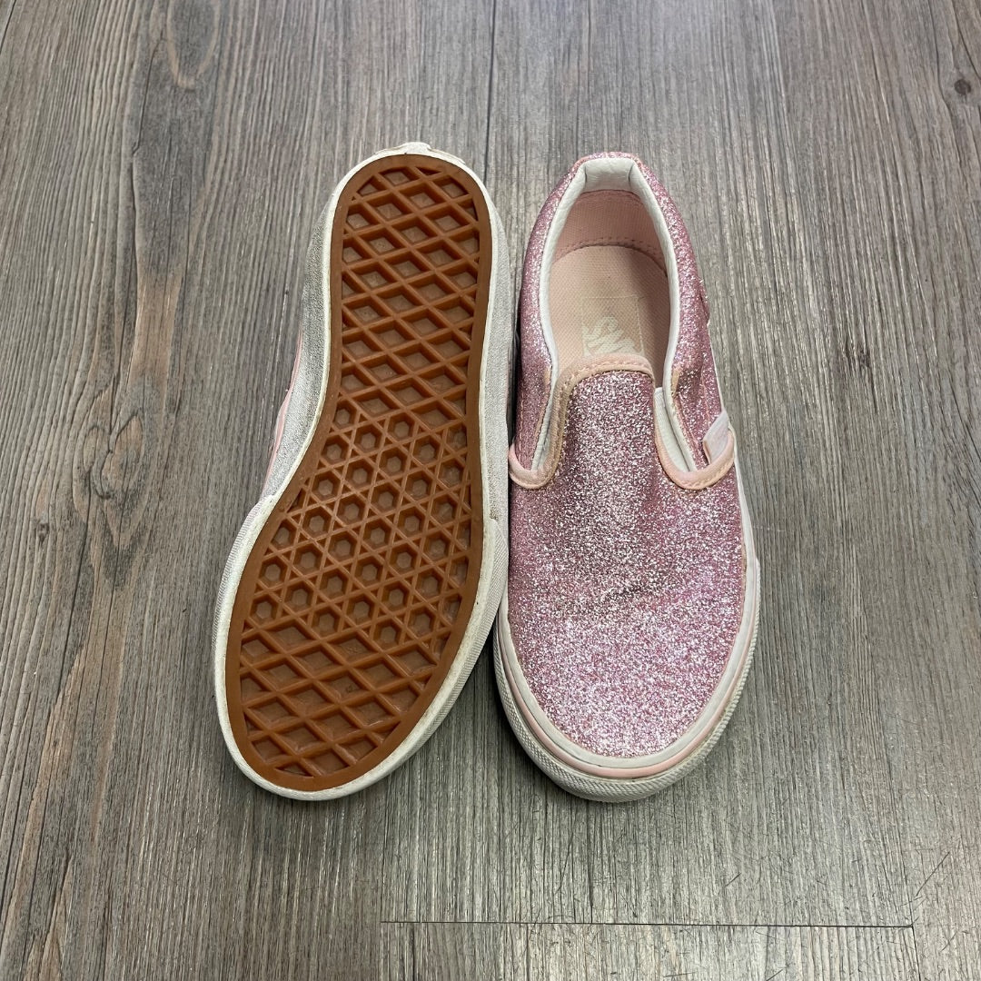 Glitter Pink Vans Slip On Shoes, 12Y