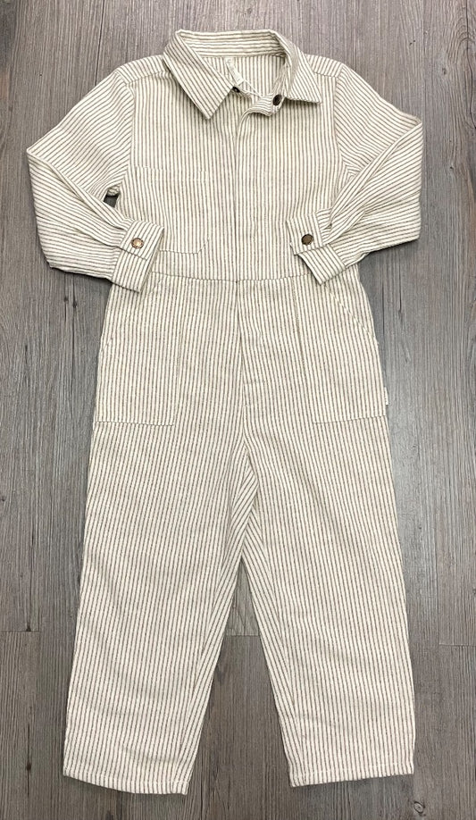 Brass Pinstripe .Rylee+ Cru Long Sleeves Coverall, 4-5Y