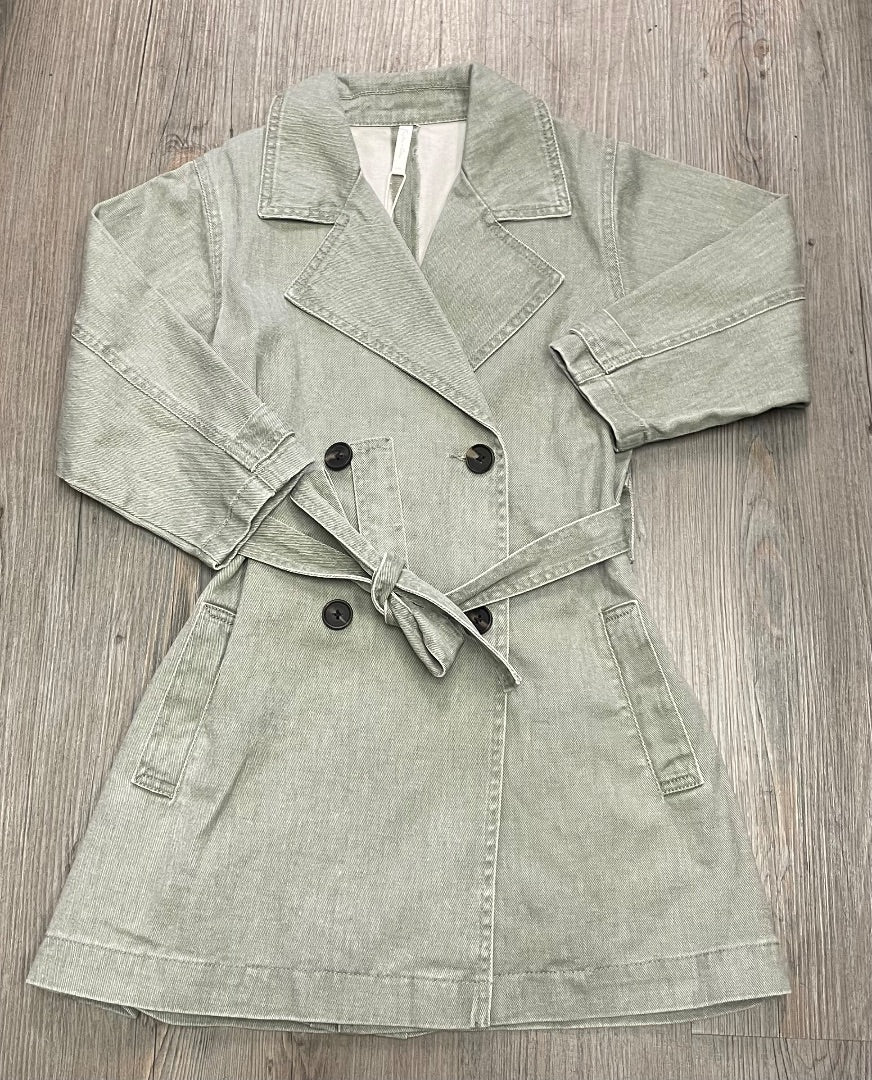 Washed Laurel .Rylee+ Cru Trench Coat, 4-5Y