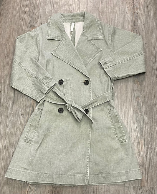 Washed Laurel .Rylee+ Cru Trench Coat, 4-5Y