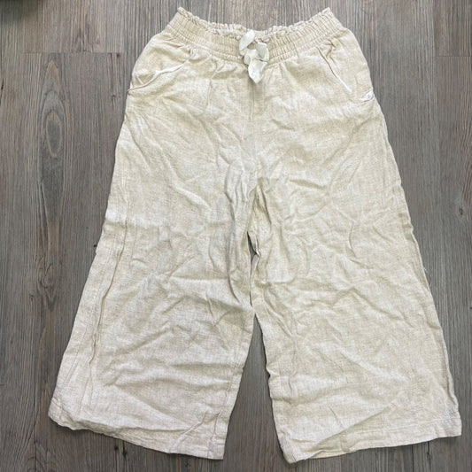 Beige  Linen Blend Capri Pants, 7Y