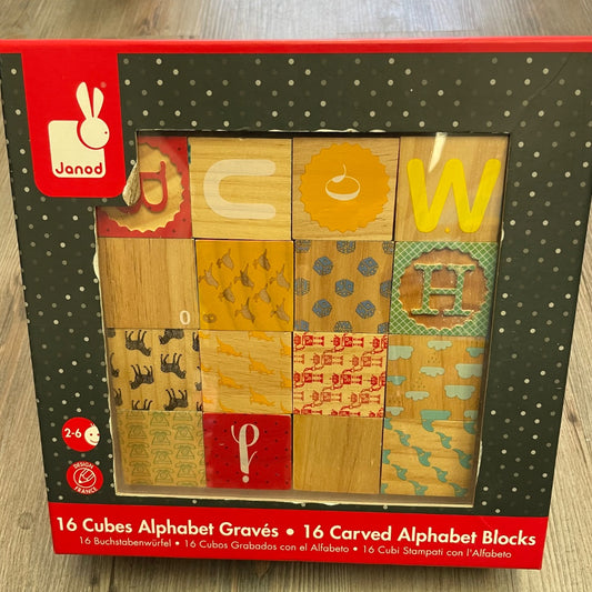 Multi Colour Janod 16 Cubes Alphabet Graves, Pre-owned