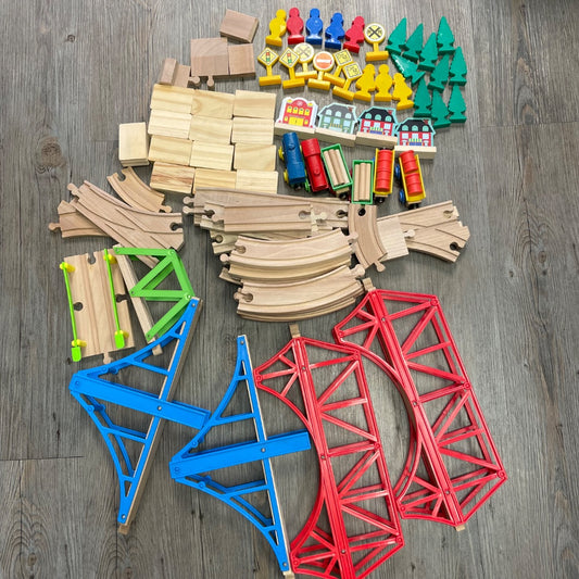 Multi Colour  Wooden Train Set, Pre-owned