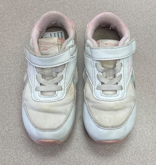 White/Pink Reebok Velcro Sneaker, 8T