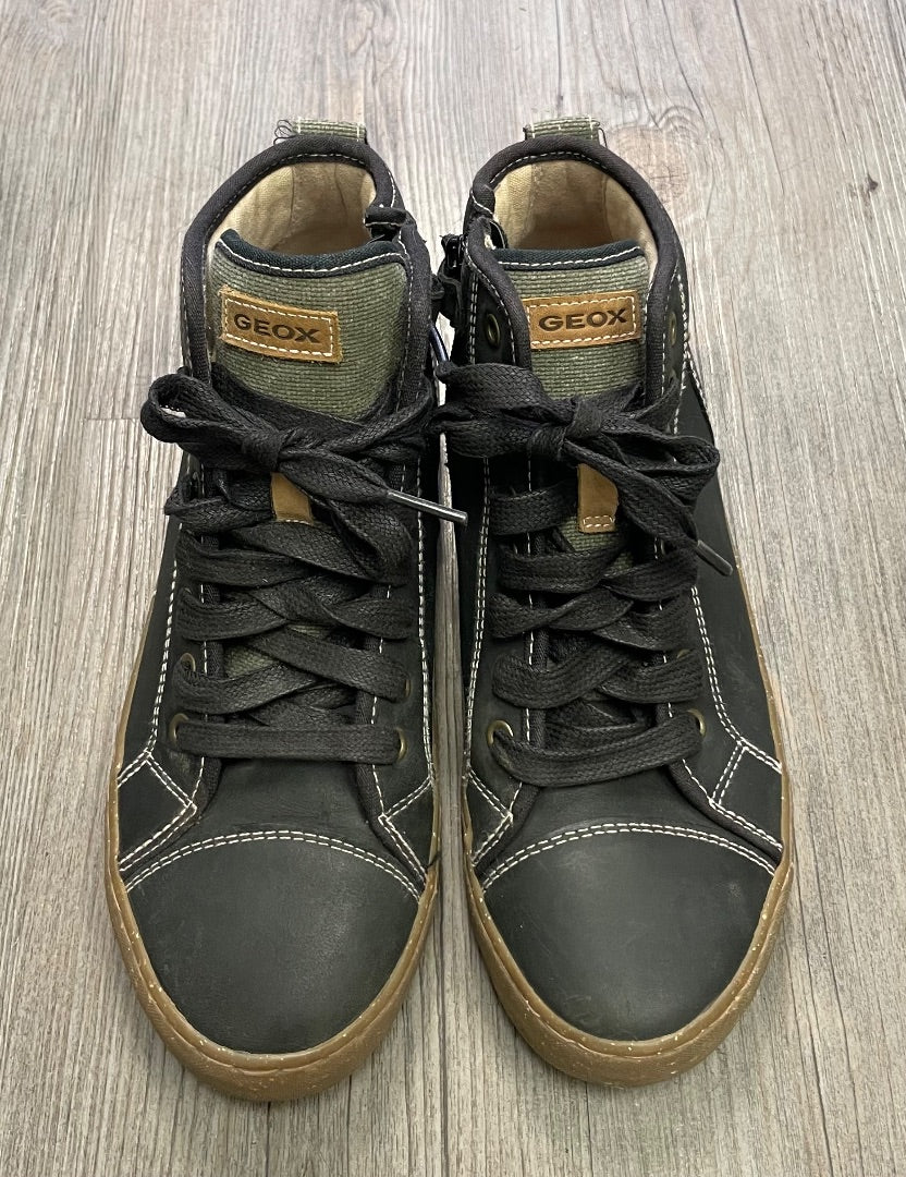 Charcoal Geox Side Zipper Lace Up Hightop, 5Y