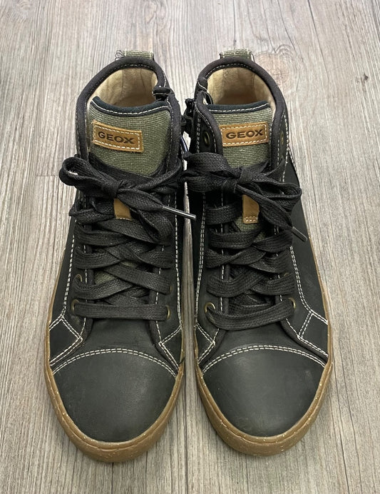 Charcoal Geox Side Zipper Lace Up Hightop, 5Y