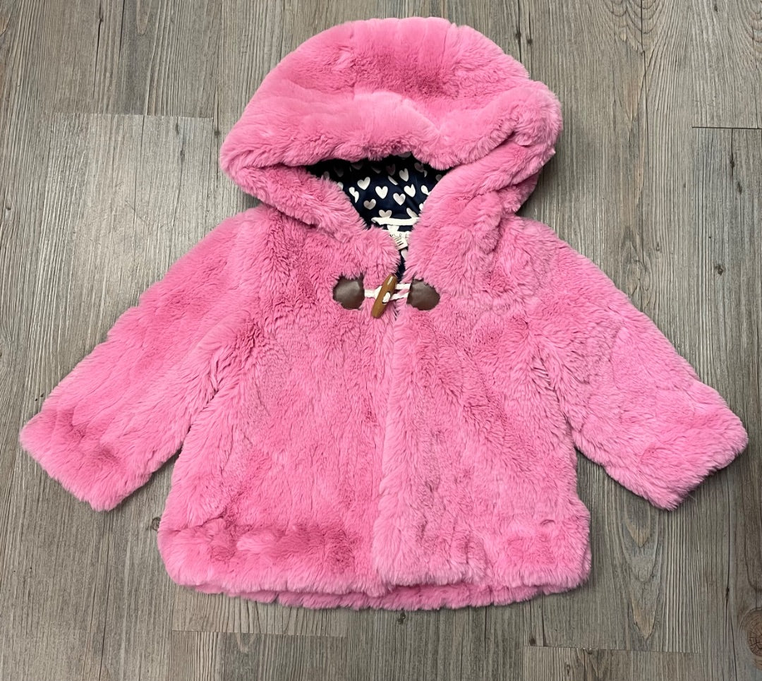 Pink Hatley Faux Fur Baby Hoodie, 12-18M