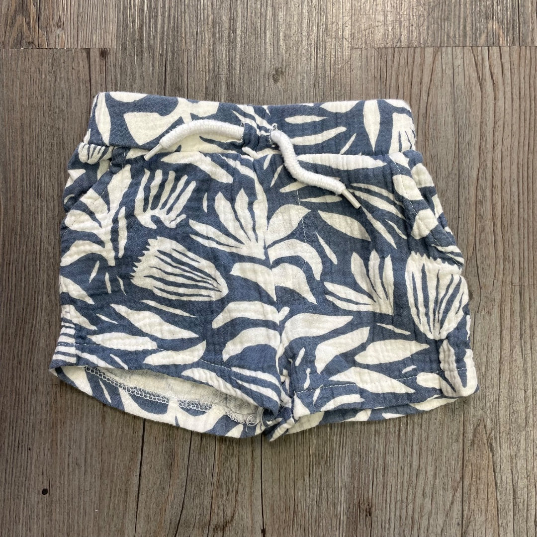 Leaf Print Rabbit+ Bear Draw String Organic  Shorts, 3-6M