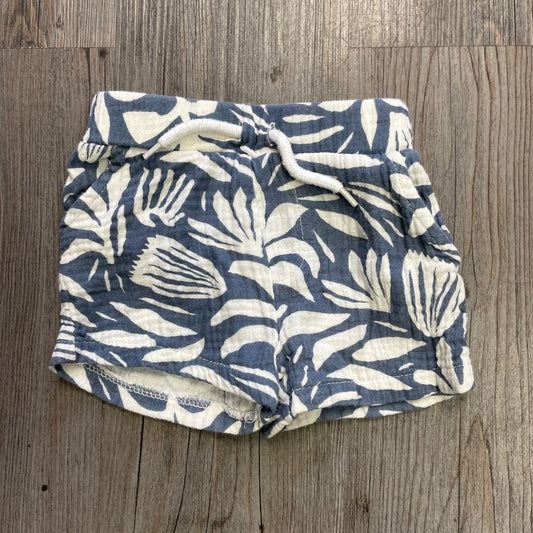 Leaf Print Rabbit+ Bear Draw String Organic  Shorts, 3-6M