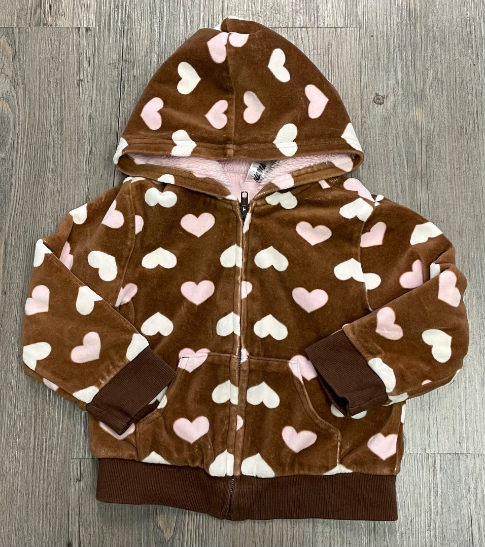 Choco/Pink Gymboree Fleece zip Hoodie, 3-4Y