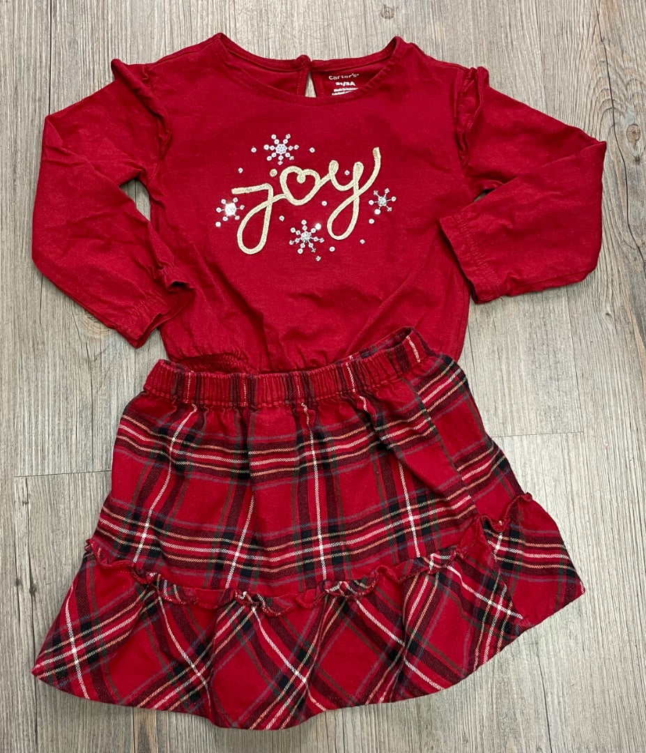 Red/Plaid Carters 2pc Clothing Set, 3Y