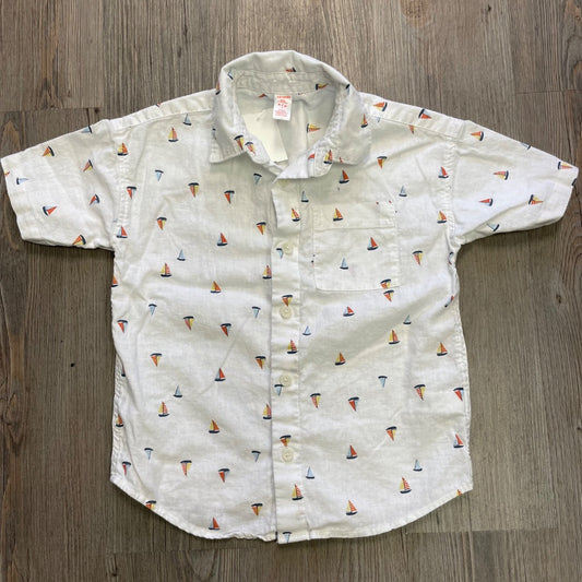 Sail Boat Print Joe Fresh Linen Blend Shirt, 6Y